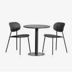 Sklum - ensemble table ronde mizzi (�70 cm) et 2 chaises de jardin tupah gris graphite