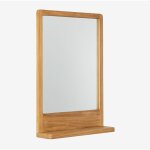 Miroir mural rectangulaire 50x70 cm avec tagre en bois de teck mazure sklum