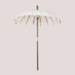 Parasol Ø186 cm en tissu et bois manavai sklum blanc gardenia Parasol Ø186 cm en tissu et bois manavai sklum blanc gardenia