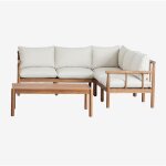 Sklum - salon de jardin avec canap d'angle 5 places et table basse en bois d'acacia melvin