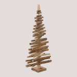 Arbre de no�l en bois de teck jingle sklum marron bois fonc� ?120 cm
