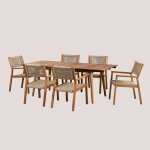 Sklum - ensemble de table rectangulaire extensible 160 - 210x90 cm et 6 chaises de salle à manger avec ... Sklum - ensemble de table rectangulaire extensible 160 - 210x90 cm et 6 chaises de salle à manger avec ...