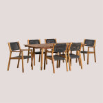 Sklum - ensemble de table rectangulaire extensible 160 - 210x90 cm et 6 chaises de salle à manger avec ... Sklum - ensemble de table rectangulaire extensible 160 - 210x90 cm et 6 chaises de salle à manger avec ...