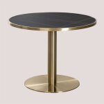 Sklum - table de bar ronde (�100 cm) en acier briselda dor�