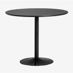 Sklum - table � manger ronde en mdf et m�tal yvetta noir �90 cm