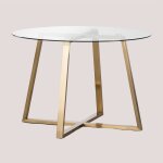 Table ronde en verre et acier (110 cm) salyms sklum transparent Table ronde en verre et acier (110 cm) salyms sklum transparent