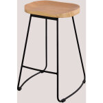 Tabouret haut en acier et bois d'orme neicol sklum noir ?65 cm