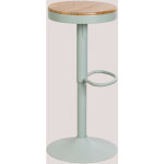 Sklum - tabouret haut rglable bardder en acier et bois d'orme mousse de cladon