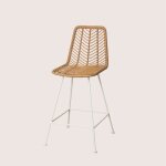 Tabouret haut en rotin synthtique gouda natural sklum naturel ?65 cm blanc