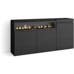Skraut home ? buffet de rangement avec chemin�e �lectrique ? dimensions 150x75x35cm ? 3 portes ? noir ...