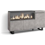 Skraut home - buffet salon et cuisine, meuble de rangement, commode, 160, 3 portes, chemine lectrique ...