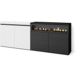 Skraut home - buffet salon et cuisine, meuble de rangement, commode, 200x75x35cm, 4 portes, chemine ...