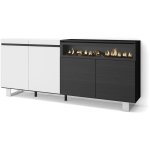 Buffet salon et cuisine, meuble de rangement, commode, 200x87x35cm, 4 portes, chemine lectrique, design ...