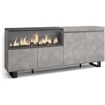 Buffet salon et cuisine, meuble de rangement, commode, 210, 4 portes, chemine lectrique xxl, design ...