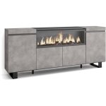 Skraut home - buffet salon et cuisine, meuble de rangement, commode, 210, 4 portes, chemine lectrique ...