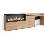 Skraut home - coiffeuse, table maquillage, rangement, 234x75x35 cm, avec tiroir, chemin�e �lectrique ...