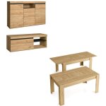 Skraut home - ensemble natural, salon, salle � manger, buffet - meuble tv 120cm - table extensible ch�ne ...