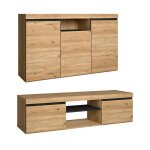 Skraut home - set naturale salle  manger, meuble auxilier, buffet - meuble tv 140cm chne nordique noir ...