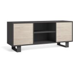 Skraut home - meuble tv 140 avec 2 portes, salon, mod�le wind, couleur structure gris anthracite, couleur ...