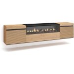 Skraut home - meuble tv, banc t�l�, grand espace de rangement, 200x45x35cm, pour les tv jusqu'� 80', ...