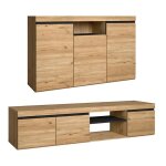 Skraut home - set naturale salle � manger, meuble auxilier, buffet - meuble tv 160cm ch�ne nordique noir ...