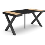 Skraut home - table console extensible, console meuble, 160, pour 8 personnes, pieds bois massif, style ...