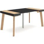 Skraut home - table console extensible, console meuble, 160, pour 8 personnes, pieds en bois, style moderne, ...