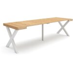 Skraut home - table console extensible, console meuble, 260, pour 12 personnes, pieds bois massif, style ...