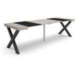 Skraut home - table console extensible, console meuble, 260, pour 12 personnes, pieds bois massif, style ...