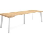 Skraut home - table console extensible, console meuble, 260, pour 12 personnes, pieds en bois, style ...