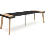 Skraut home - table console extensible, console meuble, 260, pour 12 personnes, pieds en bois, style ...