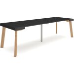 Skraut home - table console extensible, console meuble, 260, pour 12 personnes, pieds en bois, style ...