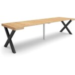 Skraut home - table console extensible, console meuble, 300, pour 14 personnes, pieds bois massif, style ...