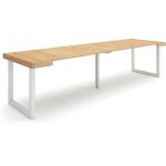 Skraut home - table console extensible, console meuble, 300, pour 14 personnes, pieds bois massif, style ...
