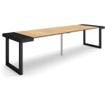 Skraut home - table console extensible, console meuble, 300, pour 14 personnes, pieds bois massif, style ...
