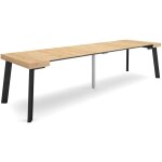 Skraut home - table console extensible, console meuble, 300, pour 14 personnes, pieds en bois, style ...
