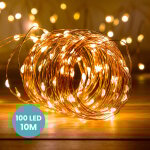 Guirlande led cuivre 10m - guirlande lumineuse led 100 leds - guirlande leds pour deco chambre, dco ...
