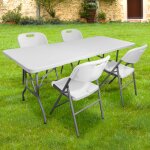 Skylantern - lot table pliante et 4 chaise pliante blanches robustes - table exterieur et chaise pliante ...
