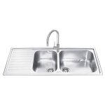 Smeg - evier encastrable semi - encastr 2 cuves et gouttoir gauche inox bross 116x50 lg116s