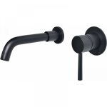 Snq - phasat robinet mitigeur mural en laiton noir, avec bec rotatif � 360 degr�s, mitigeur lavabo encastr�, ...