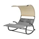 Sobuy - bain de soleil transat  bascule 2 places avec auvent et 2 roulettes ogs50 - hg