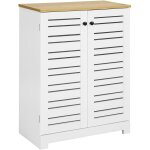 Sobuy - meuble bas de salle de bain 2 portes persiennes avec aimants + tagres rglables, mdf laqu ...