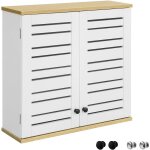 Obuy armoire murale salle de bain avec portes persiennes meuble haut suspendu avec �tag�res r�glables ...