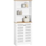Sobuy - colonne salle de bain avec 3 �tag�res ouvertes + 2 portes persiennes, mdf laqu�, anti?moisi & ...