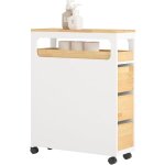 Bzr54 - wn meuble de rangement salle de bain troit sur roulettes, support papier toilette, armoire toilettes ...