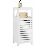 Sobuy bzr67 - w meuble bas de salle de bain armoire toilette avec 1 panier bac  linge basculant meuble ...
