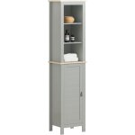Sobuy - meuble colonne salle de bain ? armoire haute avec 3 �tag�res ouvertes et rangement ferm�, poign�es ...