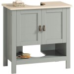 Sobuy - meuble sous lavabo, meuble sous vasque avec 2 portes et 1 compartiment ouvert ? colonne de rangement ...