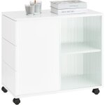 Fbt141 - w bout de canap�, table d'appoint roulante, table basse, table � caf� avec 3 tiroir, pour salon, ...