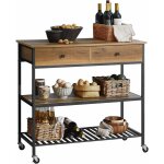 Desserte de cuisine  roulettes chariot de service style industriel avec 2 tiroirs et 2 tagres, plan ...